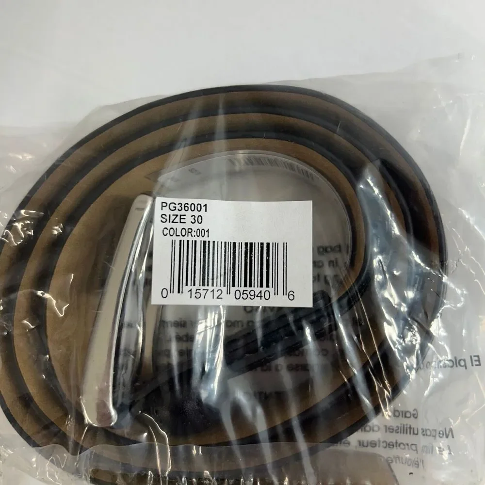 PGA Tour All-in-One Belt Mens 30 Black Faux‎ Leather Silver Buckle $45